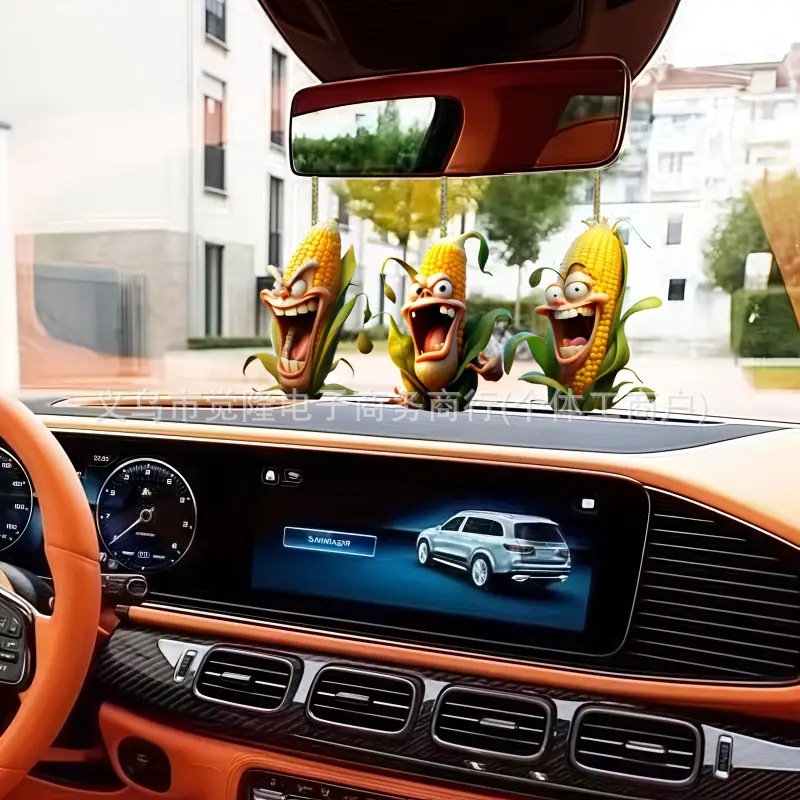 2D acrílico maíz loco espejo retrovisor de automóvil decoración colgante mochila transfronteriza colgante plano colgante llavero colgante
