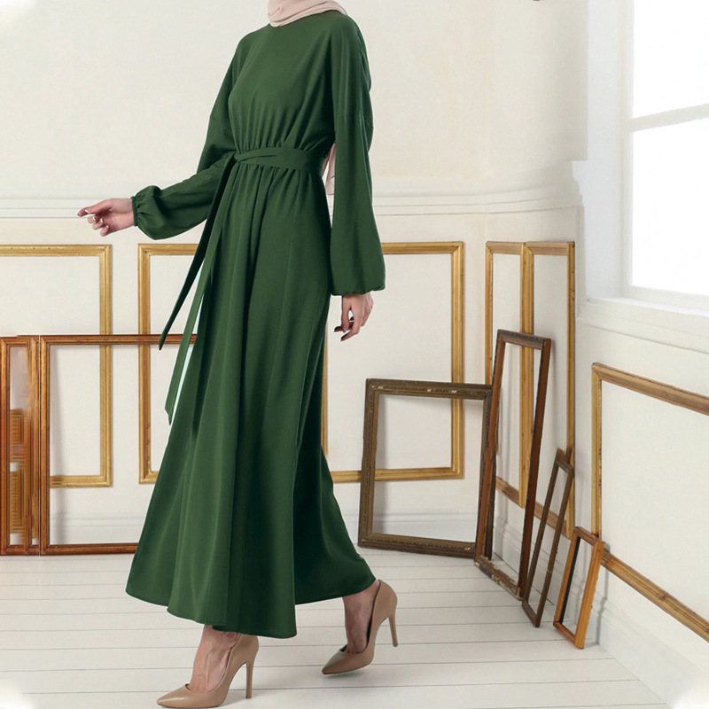 2021 Middle Eastern Women's Bat Sleeve Abaya Long Dress Muslim Arab Clothing Elegant_ecoleips.com
