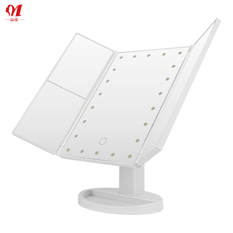 Espejo de Maquillaje de 3 Caras con Luz LED, Plegable, para Escritorio