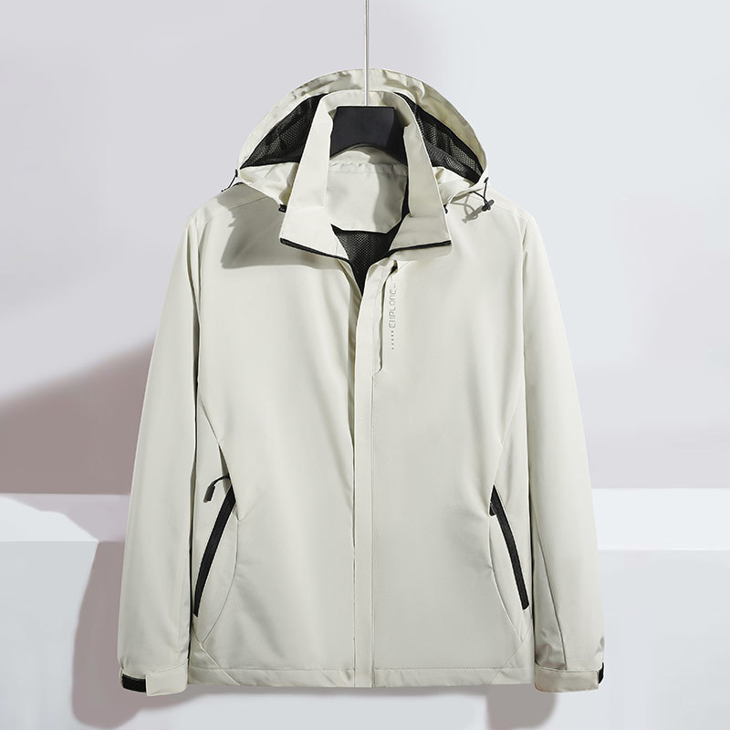 Suministro transfronterizo puesto en la acción más el tamaño de la chaqueta de los hombres al aire libre montañismo chaqueta rompevientos abrigo de color sólido fábrica al por mayor