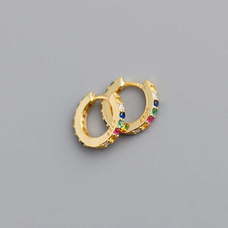 2021 New Foreign Trade 7mm Europe and America Cross Border S925 Silver round MicroInlaid Color Zircon Earrings Earrings Earrings for Womenpicture11