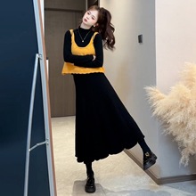 秋季韩系穿搭一整套装女2025新款黑色连衣裙子巨好看半身裙三件套