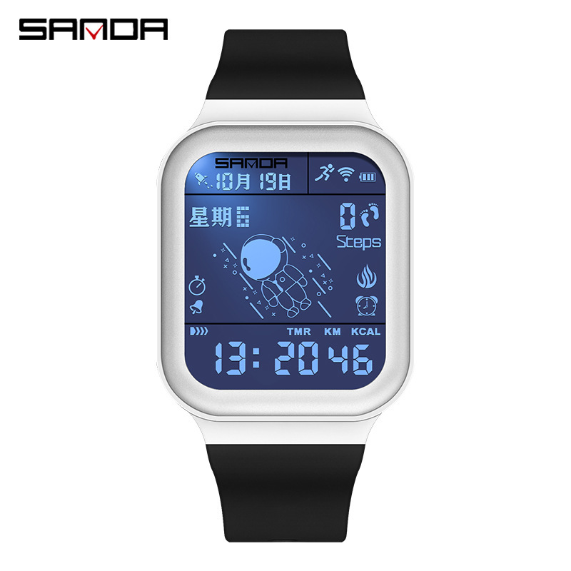 SANDA caloría paso contando reloj electrónico deportes al aire libre impermeable astronauta estudiante juventud reloj 6101