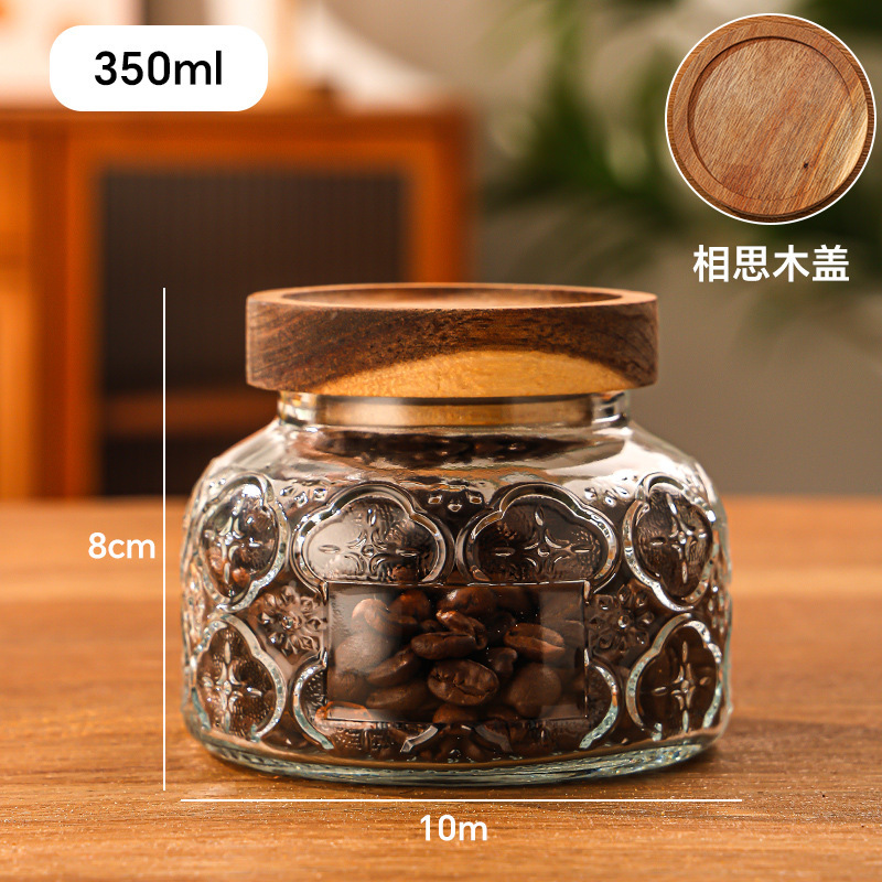 大腹レリーフ貯蔵缶密封ガラス缶台所乾燥果雑穀食品収納缶卸売り透明キャンディー缶
