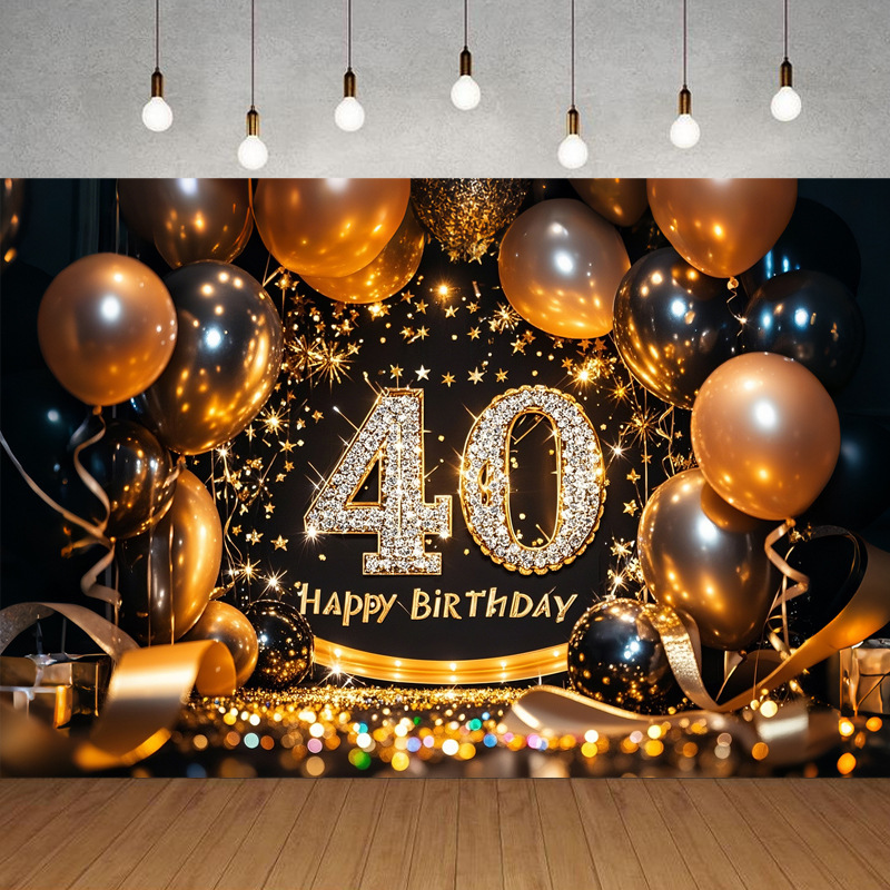 Nueva tela de fondo de feliz cumpleaños transfronteriza, carnaval de fiesta, serie principal de decoración de escenas, banner de cumpleaños