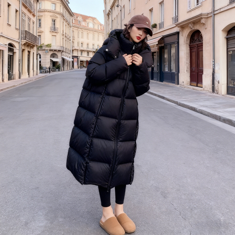 2026 winter new long down jacket for women, same style as the brand, thickened for warmth, casual and versatile white duck down coat for women