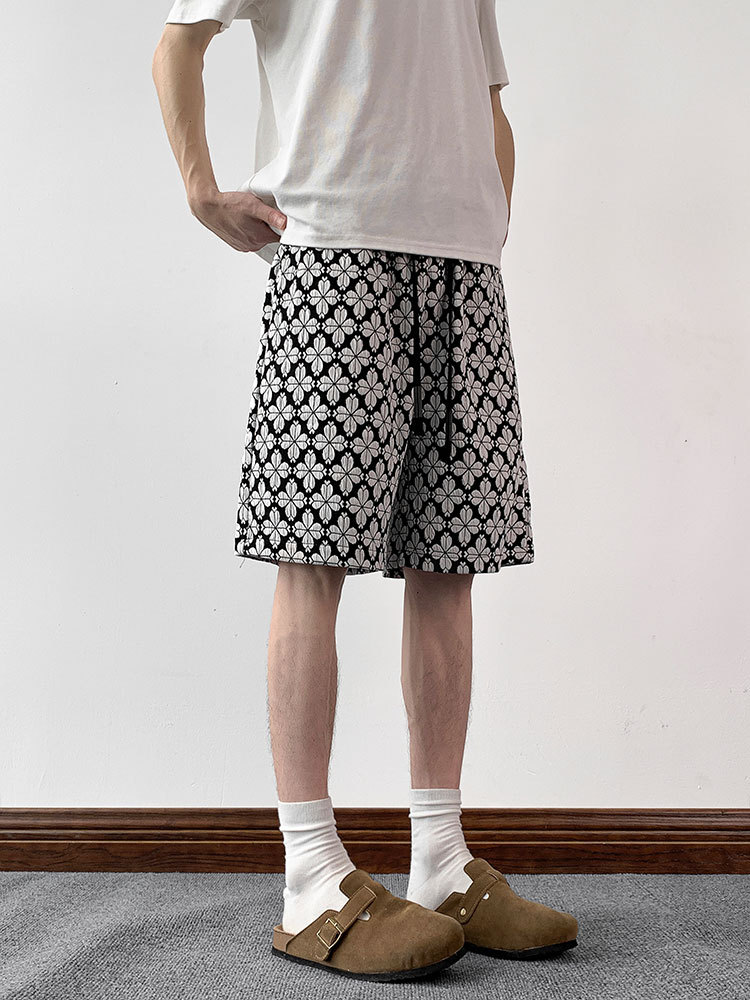 Herren Shorts Mit Hahnentrittmuster Vintage Stil Locker_voghion.com