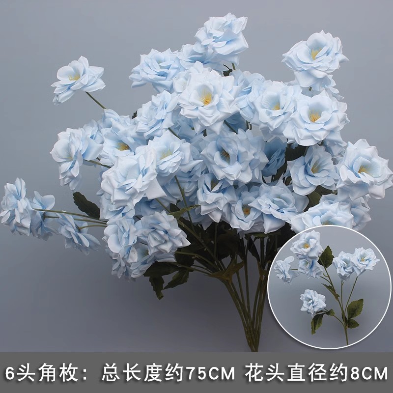 10本の青い色のシミュレーションの花の室内の絹の花の結婚祝いの装飾の花の生け花は造花の天井の花の路の花を並べます。|undefined