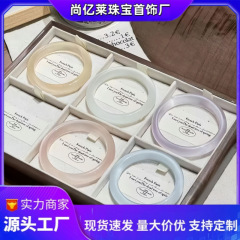 厂家直供高级感猫眼石手镯白月光冰冰蓝香槟色手镯玻璃色引流爆款