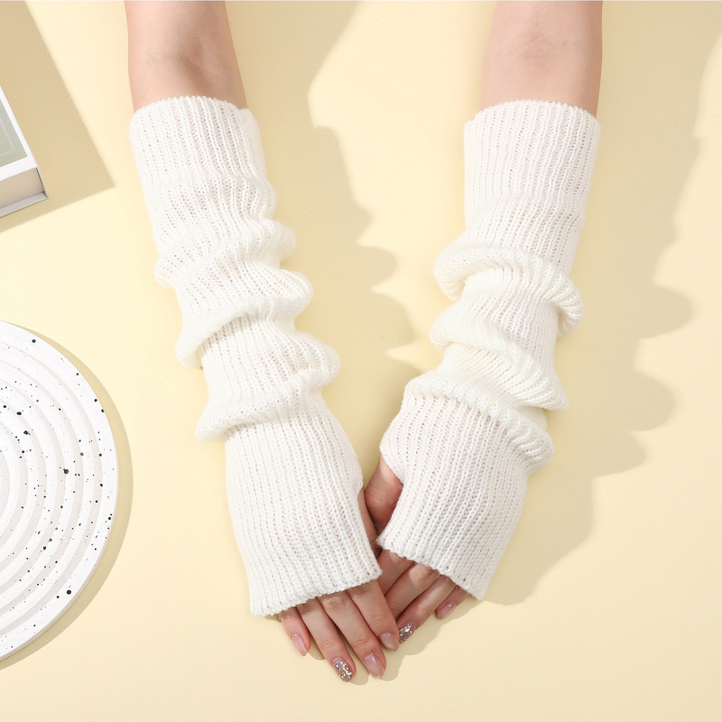 40 Long Thin Fingerless Arm Sleeves for Women New Autumn and Winter Extended Arm Protection Y2K Sleeves Knitted Warm Fake Sleeves