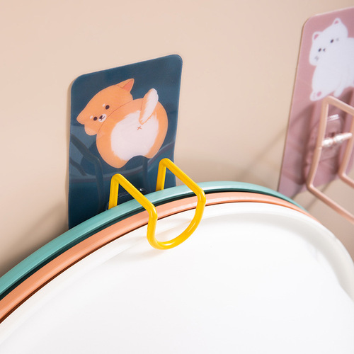 Basin hook hook-free nail home cute bathroom toilet wall-mounted washbasin rack storage rack hanging basin rack