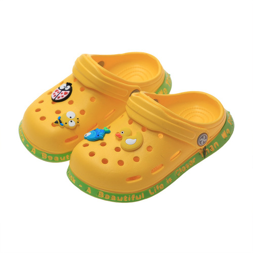 Children's summer sandals for girls, small and medium-sized children, babies, indoor soft soles, anti-slip, cartoon style, for boys, with a hat and holes