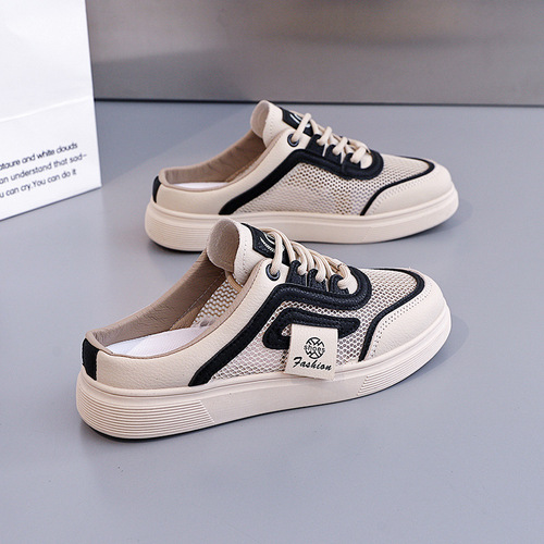 2025 Women's Summer New Korean Version Ins Student Casual Half-Drag Women's Shoes Matchable Slides Street Style KT-287