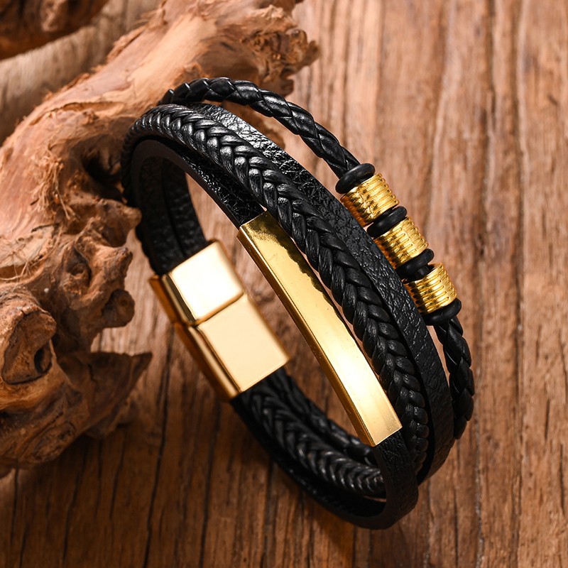 Temu hot sale cross-border bracelet multi-layer black hand-woven bracelet European and American popular bracelet for men