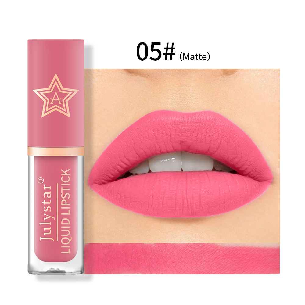 Smalto per labbra a forma di stella opaca tridimensionale naturale per trucco, tazza idratante, a lunga durata, sbiadita e non macchiante_voghion.com