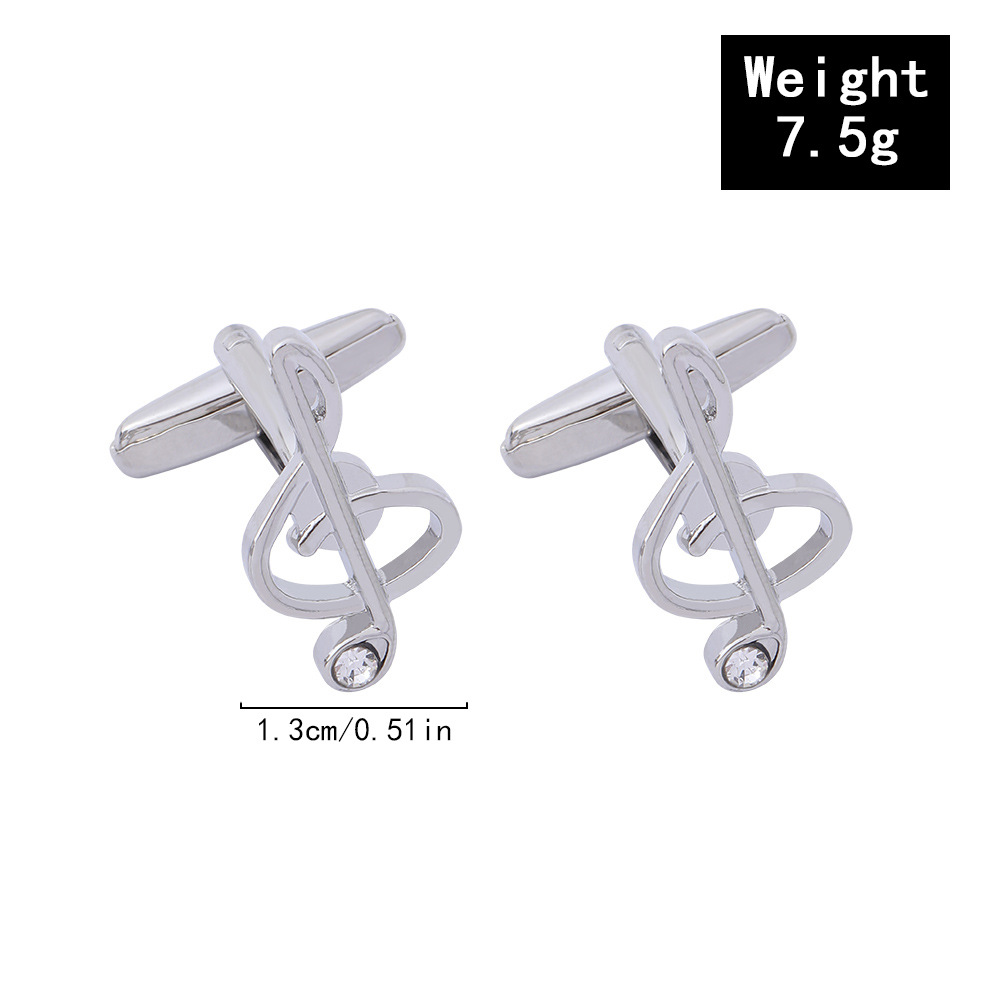 gemelli da polso con diamanti con nota musicale da uomo, semplici, alla moda, in lega, di alta qualità, con fibbia per camicia, accessori, nuovi prodotti in magazzino_voghion.com