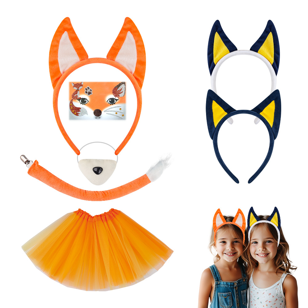 可愛狐狸貓耳朵發箍扮演道具萬聖節動物頭飾節日舞會派對小狗髮飾