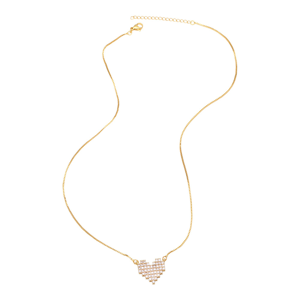 Fashion Heart Shape Copper Pendant Necklace Inlay Zircon Copper Necklaces