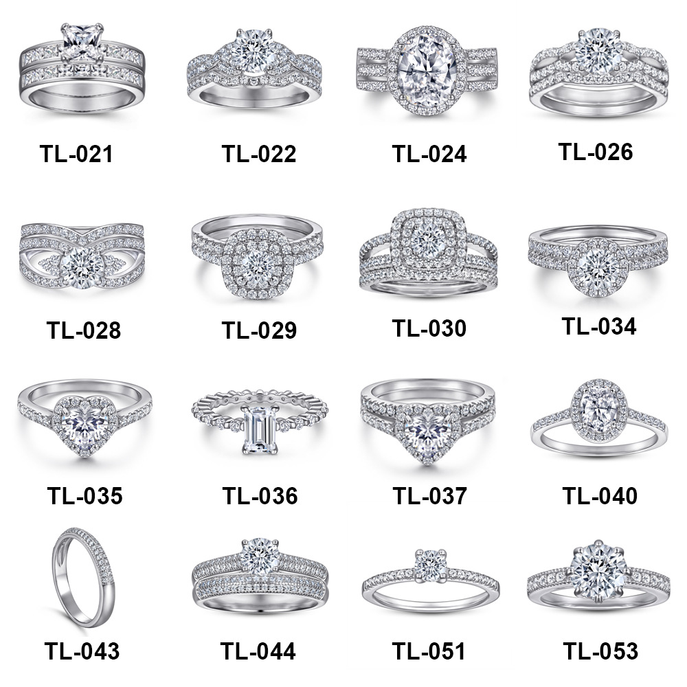 Tonglin europeo y americano nuevo anillo de Plata de Ley 925 anillo de combinación de las mujeres anillo de compromiso de boda anillo de circón al por mayor image 4