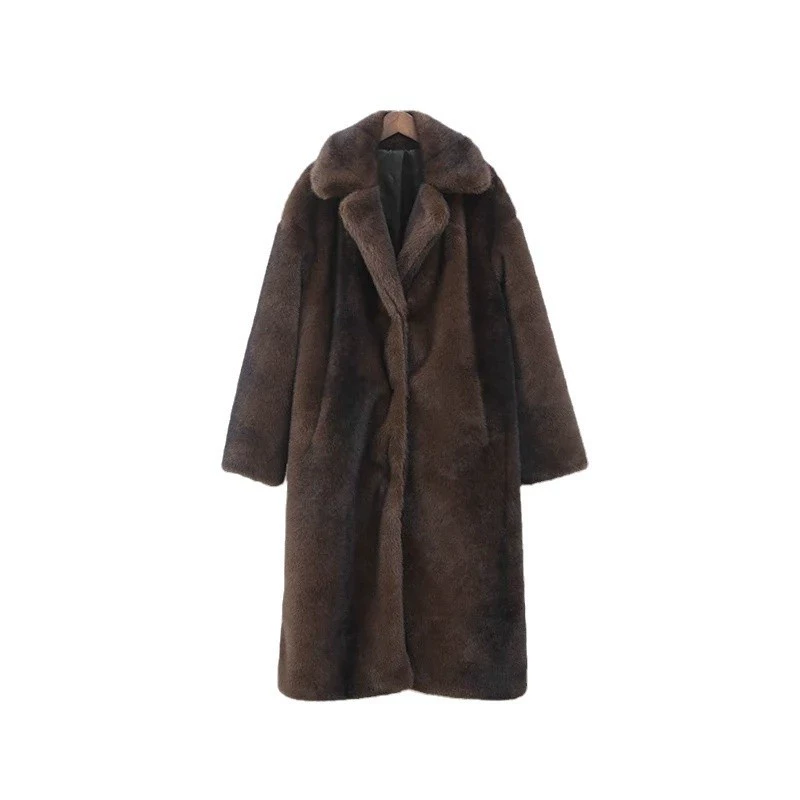 Velvet coat, autumn long-sleeve, European style, V-neckline, loose fit