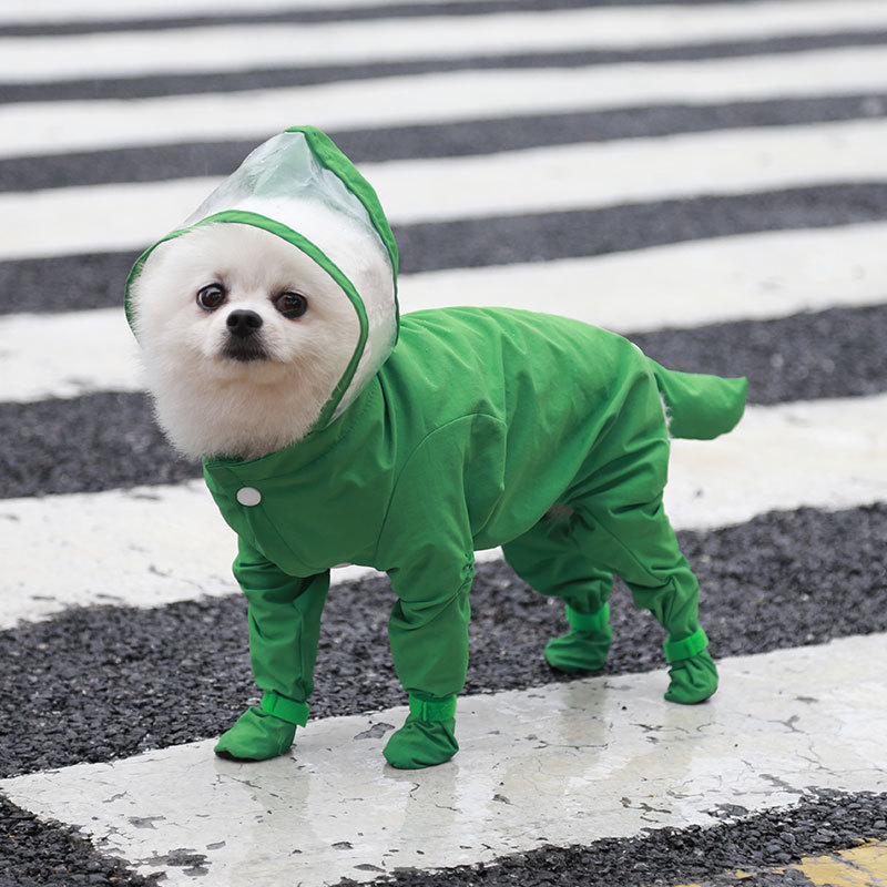 Pet four-legged all-inclusive one-piece waterproof raincoat for all seasons Teddy Pomeranian Bichon French Bulldog raincoat for cats and dogs