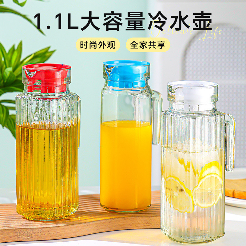 Jarra de vidrio de gran capacidad para agua o jugo, resistente al calor, estilo glaciar para verano