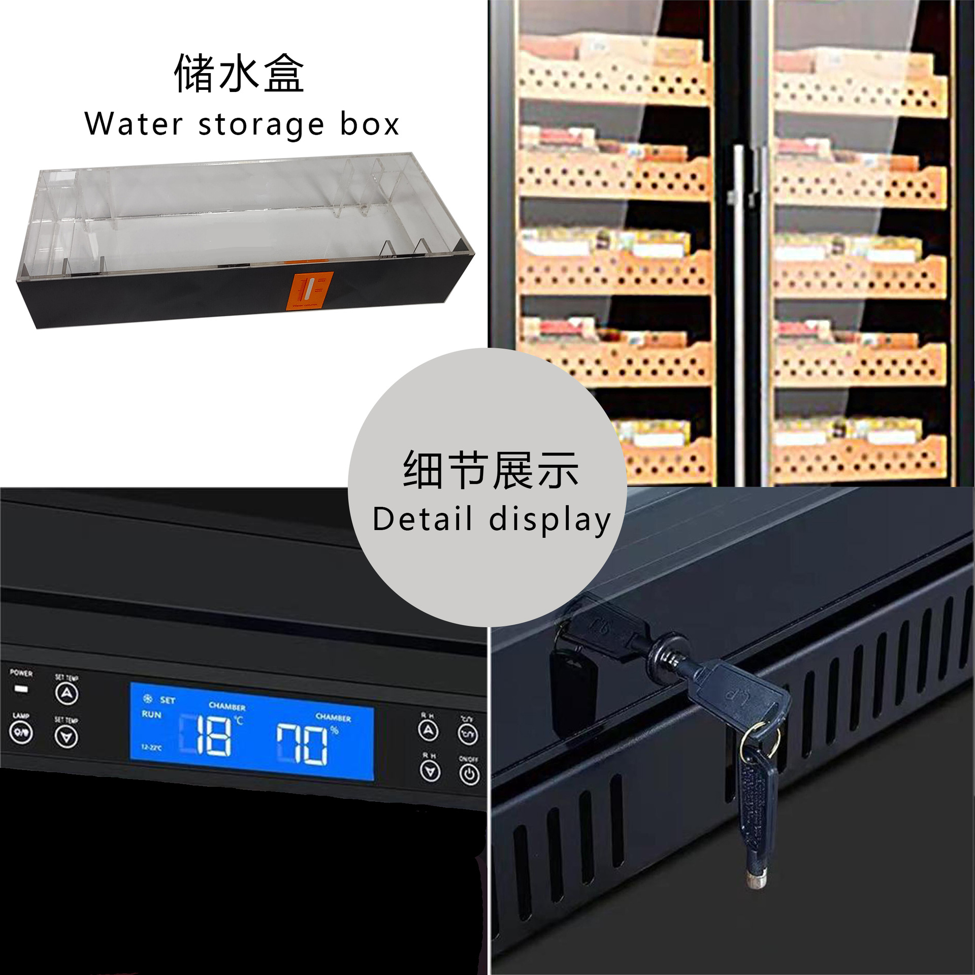 Gabinete de cigarros directo de fábrica temperatura constante compresor comercial refrigeración puerta doble estante de madera de cedro gabinete de cigarros de vino tinto