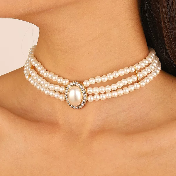 Cross-border new pearl jewelry suit women retro fashion court style multi-layer pearl necklace bracelet suit wholesale