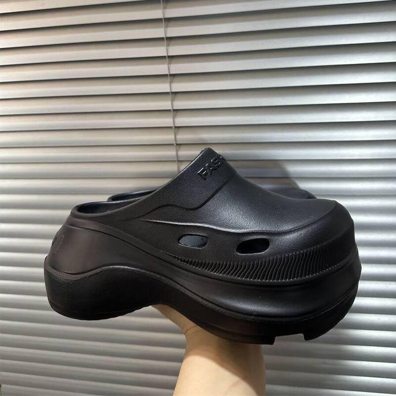 8.0cm Ultra-High Heel Casual Thick-Soled Closed-Toe Slippers for Women, Summer Outdoor Wear, Height-Increasing, Non-Slip Slip-On Clogs