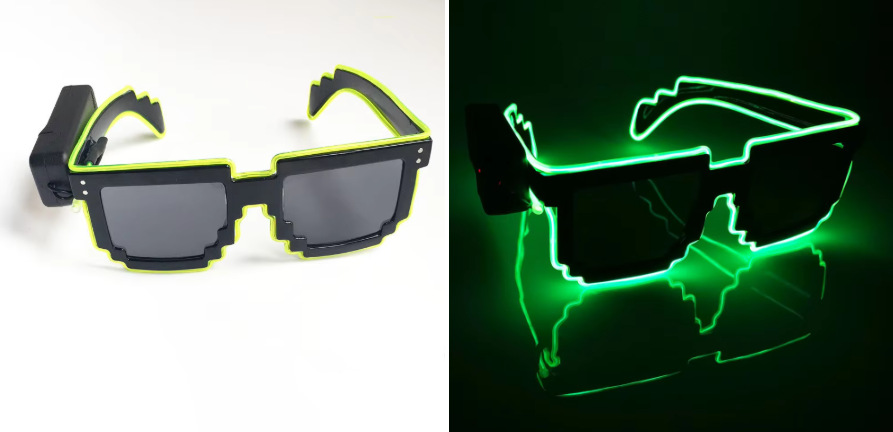 Gafas de sol LED para fiestas, estilo mosaico, geniales, brillantes, para día y noche, ambiente disco, KTV, bar, discoteca