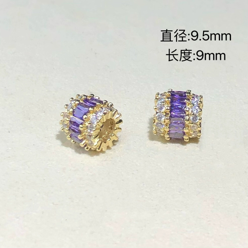 14K ゴールドフィルド カラー プロテクション クリスタル DIY アクセサリー パープル ジルコン ビーズ スペーサー ブレスレット ネックレス ビーズ ハンドメイド アクセサリー|undefined