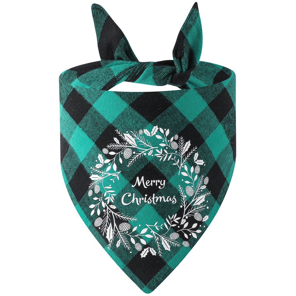 Los fabricantes nuevos transfronterizos de algodón a cuadros toalla triangular perro Toalla de saliva