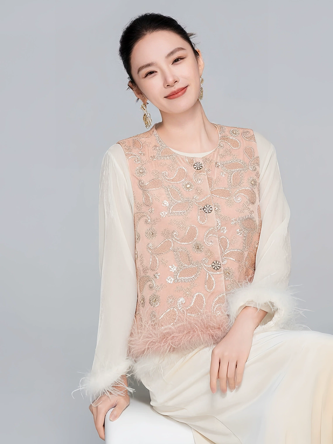 Бархатные ногтевые sequins, демисезонный жилет, китайский стиль, новая коллекция