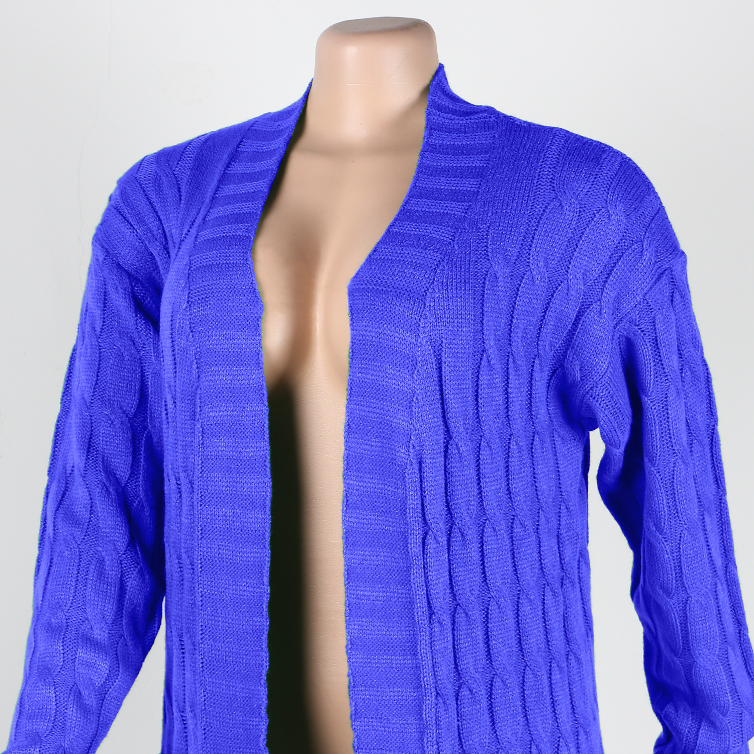 Damen Strickjacke Lang Aus Grobstrick In Unifarben Wintermantel_voghion.com