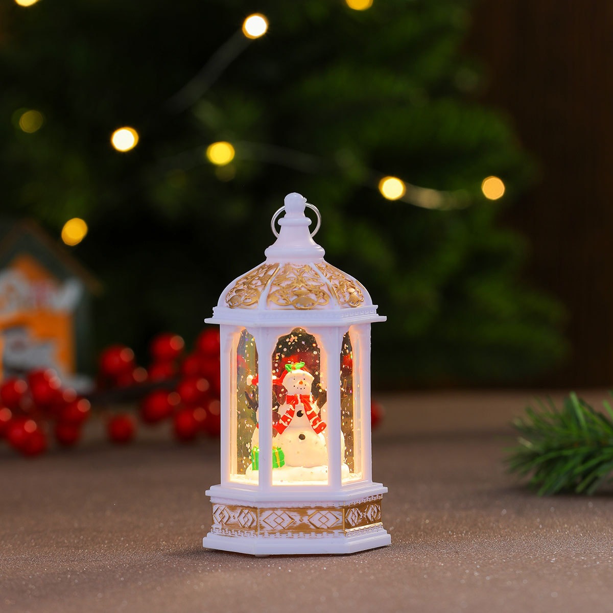 Inyección de agua de Navidad nieve hexagonal lámpara de viento iluminante lámpara de noche regalos de Navidad decoraciones de Navidad