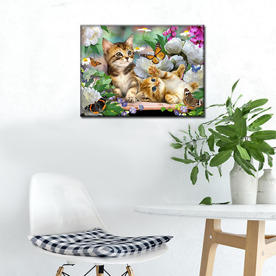 5d Diamonds a living room animal series kitten diy Cross stitch Stick drill a living room Round diamond Manufactor One piece On behalf of