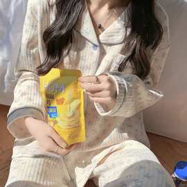 跨境专供夹棉睡衣女士加厚保暖蝴蝶结印花冬天休闲家居服长袖套装