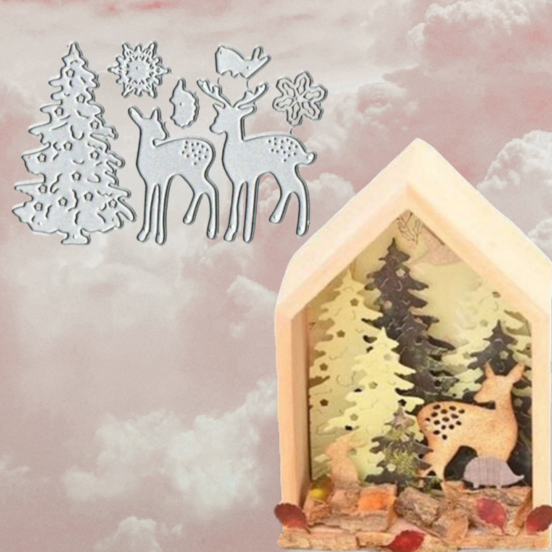 圣诞小鹿碳钢刀模diy压花装饰切割刀模手工压花模板cutting die