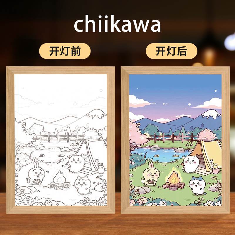 JIYIKA 와우 조명 그림 LED 빛나는 테이블 귀여운 분위기 램프 생일 선물 새로운 침실 야간 조명