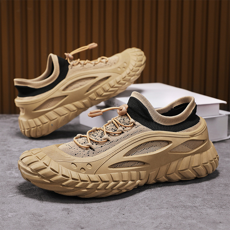 Zapatos de hombre primavera 2025, nuevos zapatos casuales de moda de hombre, malla de vuelo, montaña, protección laboral, marea laboral