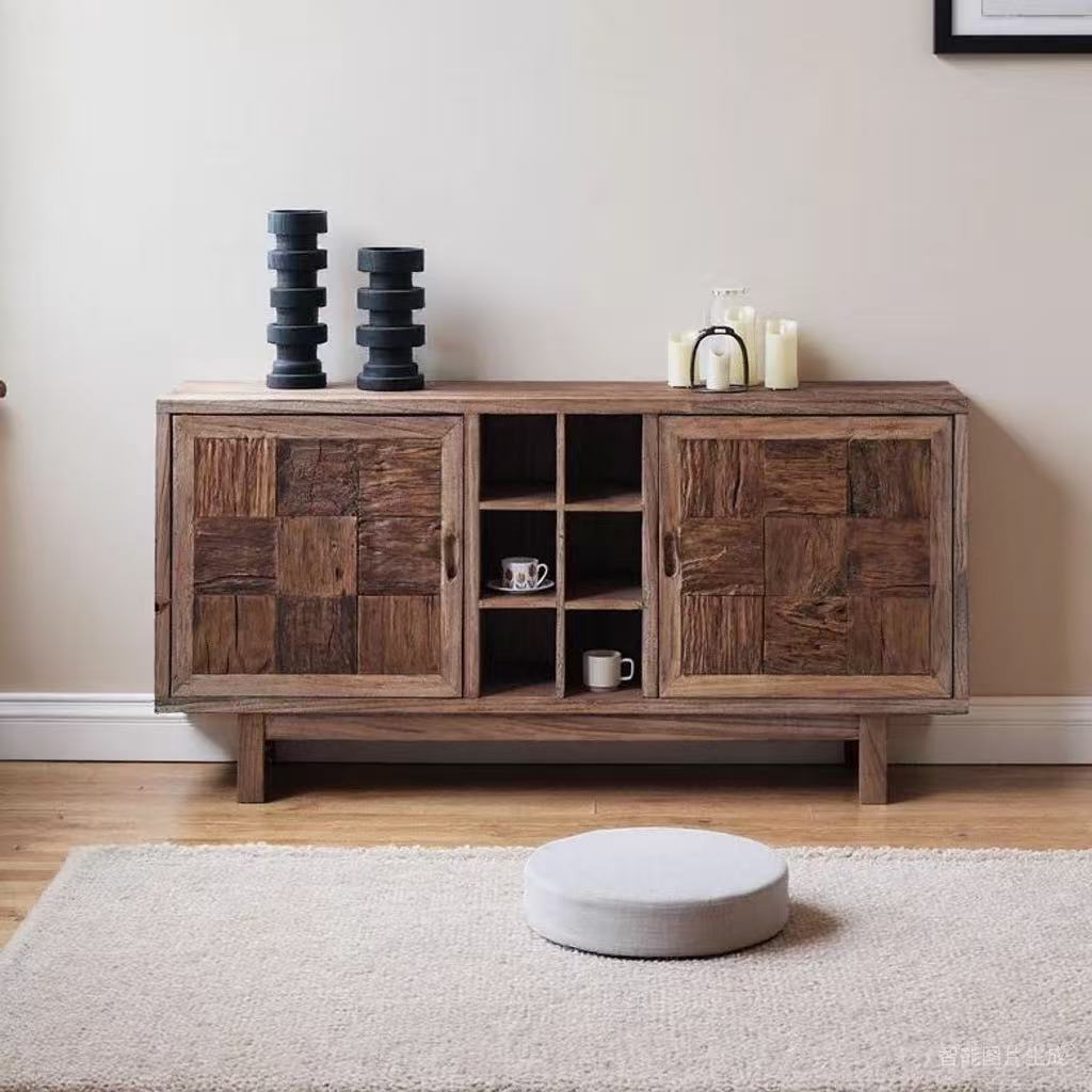 Old Elm Sideboard B&B Storage Cabinet New Chinese Style Solid Wood Sideboard Entrance Cabinet Hotel Decorative Cabinet