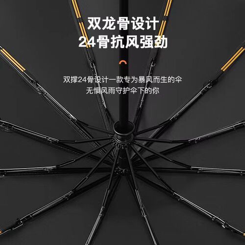 Fully Automatic 24-Bone Sun Umbrella with Foldable Design, Sunshade and Rain Use, Business Rain Umbrella for Wholesale and Customization
