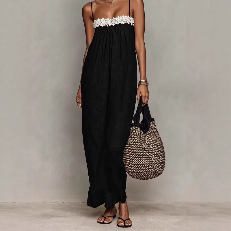 2026 European and American Cross-Border Women's Fashion New Style Spaghetti Strap Lace Maxi Dress 2026 European and American Cross-Border Women's Fashion New Style Spaghetti Strap Lace Maxi Dress