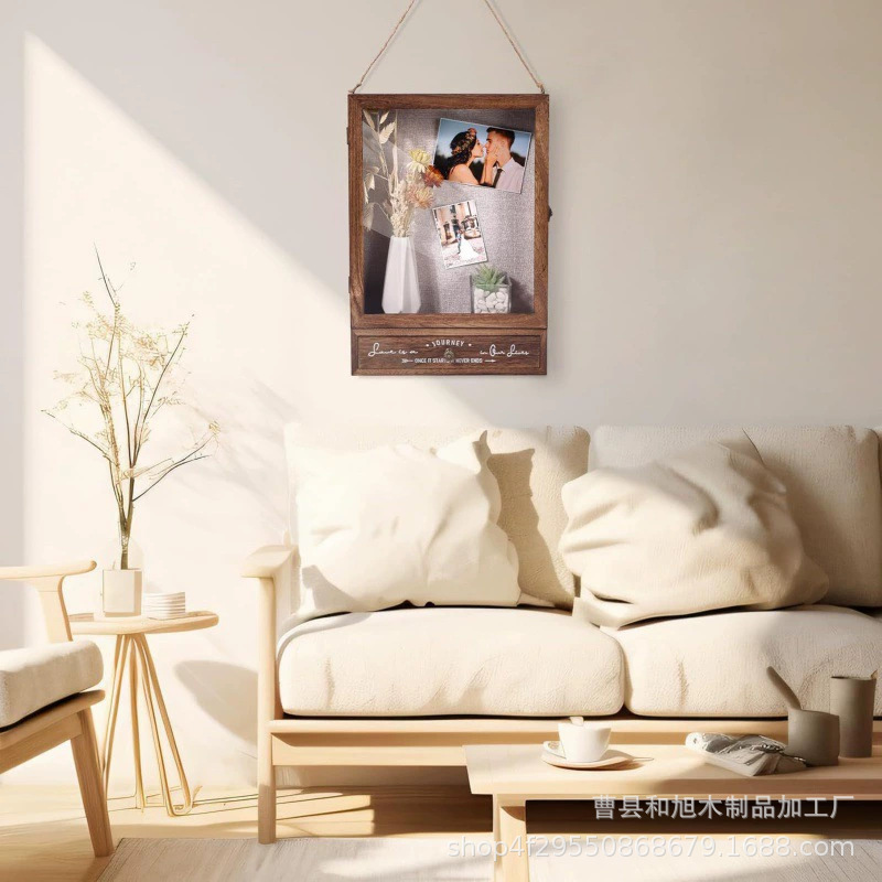 Wooden Wall Decoration Frame Shadow Box Wall Hanging Transparent Wooden Box Bills Souvenir Storage Box Dried Flower Eternal Flower Wood Box