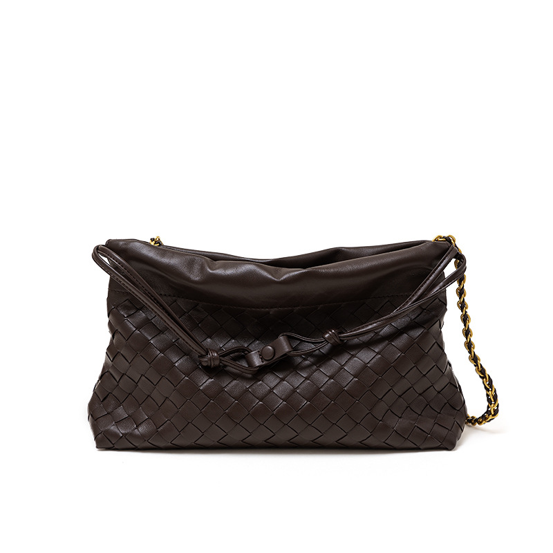 Niche Luxury Chain Woven Top Grain Sheepskin Bag, Commuter Genuine Leather Crossbody Handbag For Women - Thumbnail 6