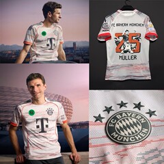 2526 バイエルン アウェイ ジャージ No.25 ミュラー 送別戦 サッカーユニフォーム 大人用 プレーヤーバージョン ファンバージョン シングルトップ