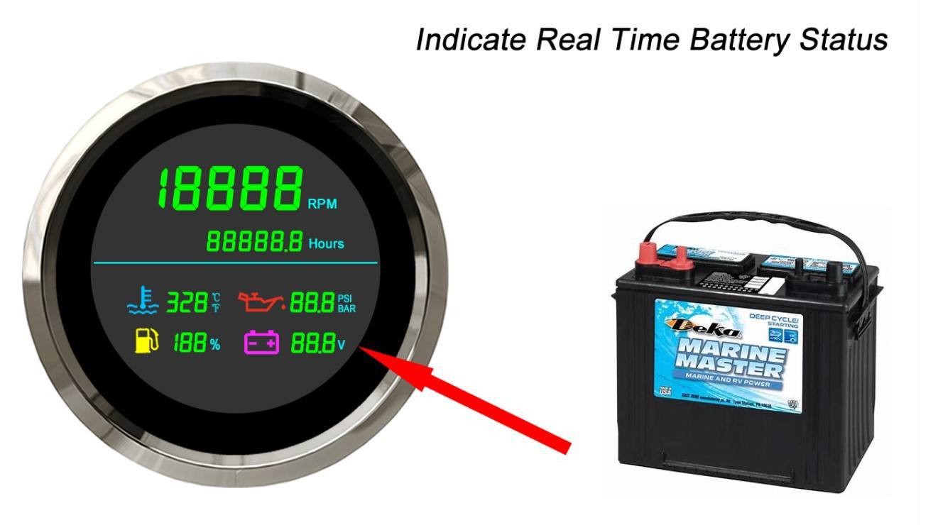 New 85mm multifunctional LCD tachometer with hour meter water temperature oil pressure oil level voltmeter