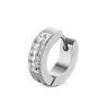 Double row diamond silver earrings