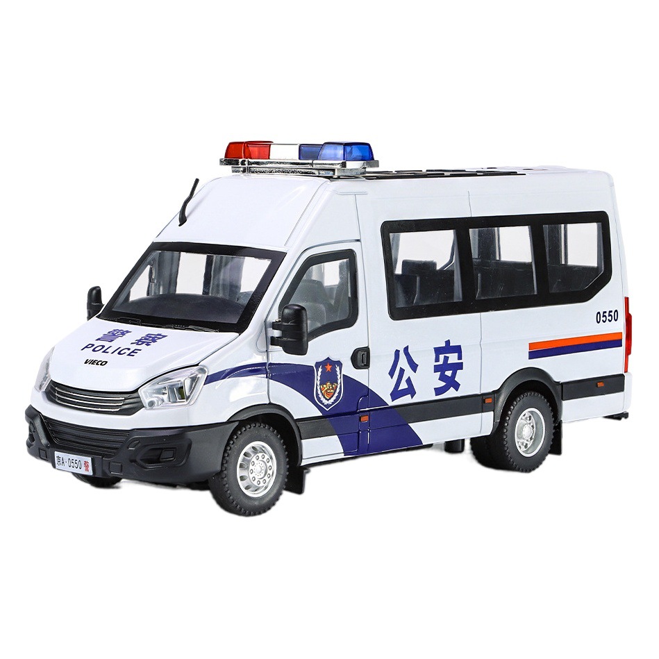 Weili aleación coche modelo 1:24 Iveco policía coche Tire hacia atrás iluminación efecto de sonido juguete coche modelo decoración colección