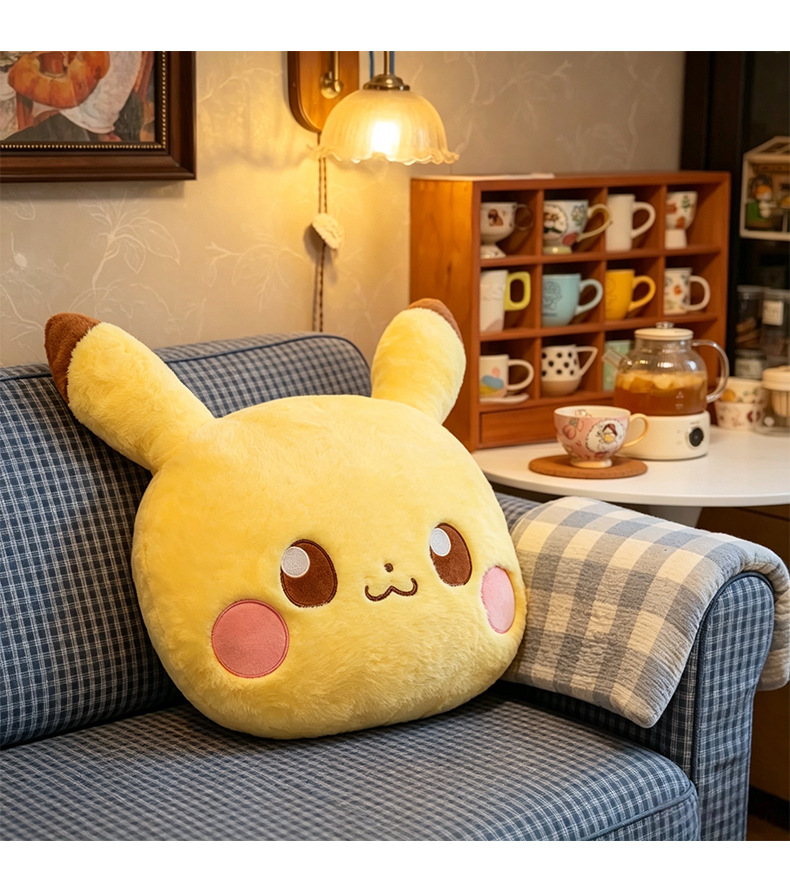 Foreign trade double-sided Pikachu plush pillow, Pogaman doll pillow, bed sleeping cushion, wholesale gift
